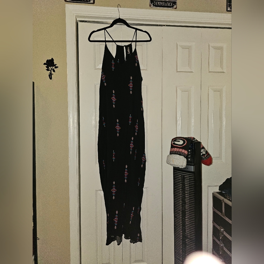Xhilaration Black Dress with Multicolor Accents